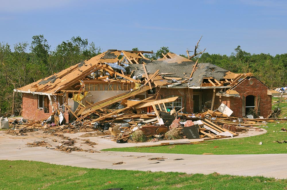 destroyed house